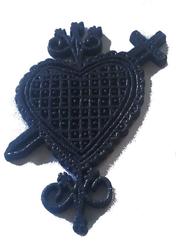 Cast Erzuli Dantor veve pendant, in Steel. Vodou