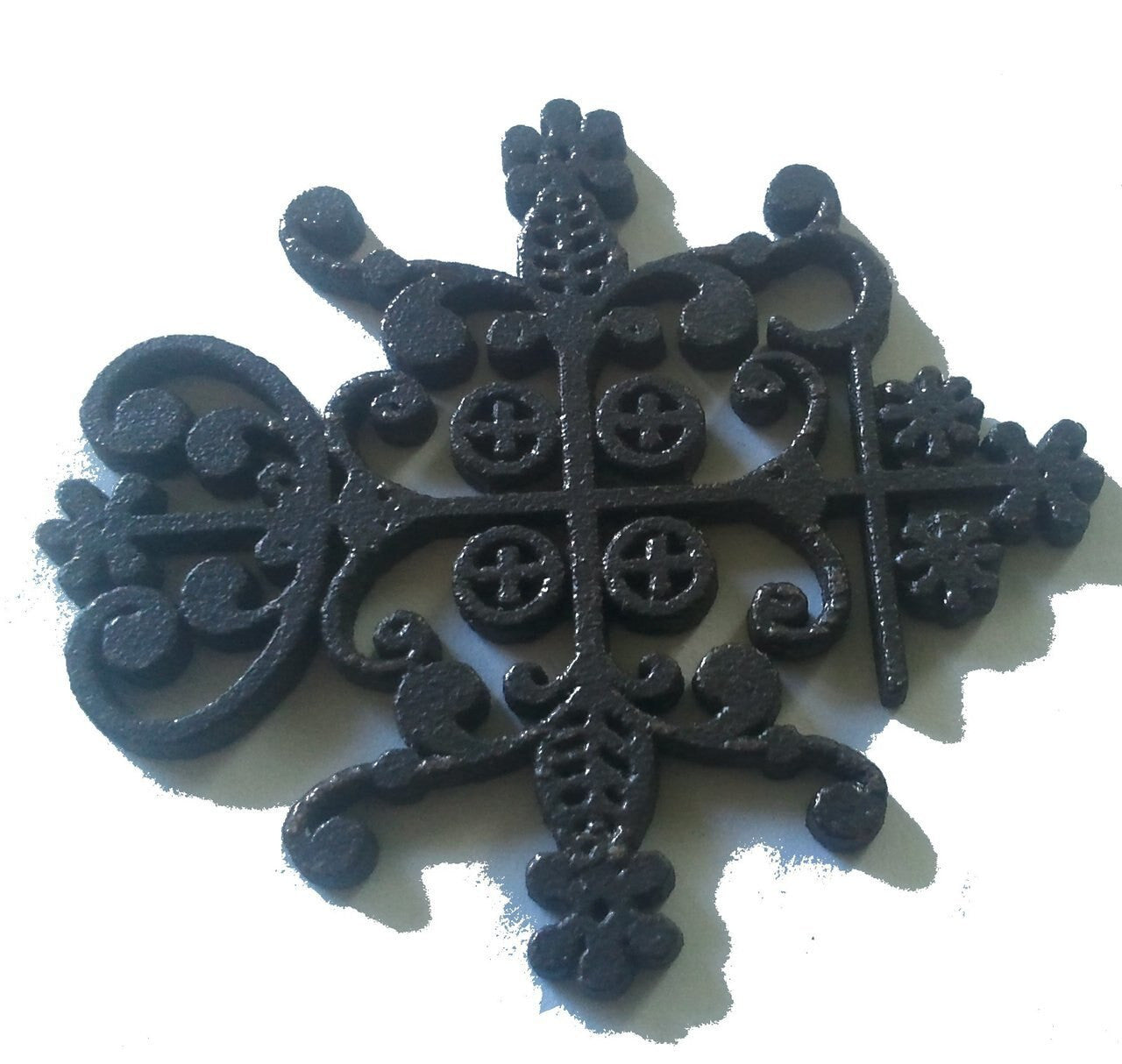 Cast Legba Lehgba Leghba veve pendant, in Steel. Vodou