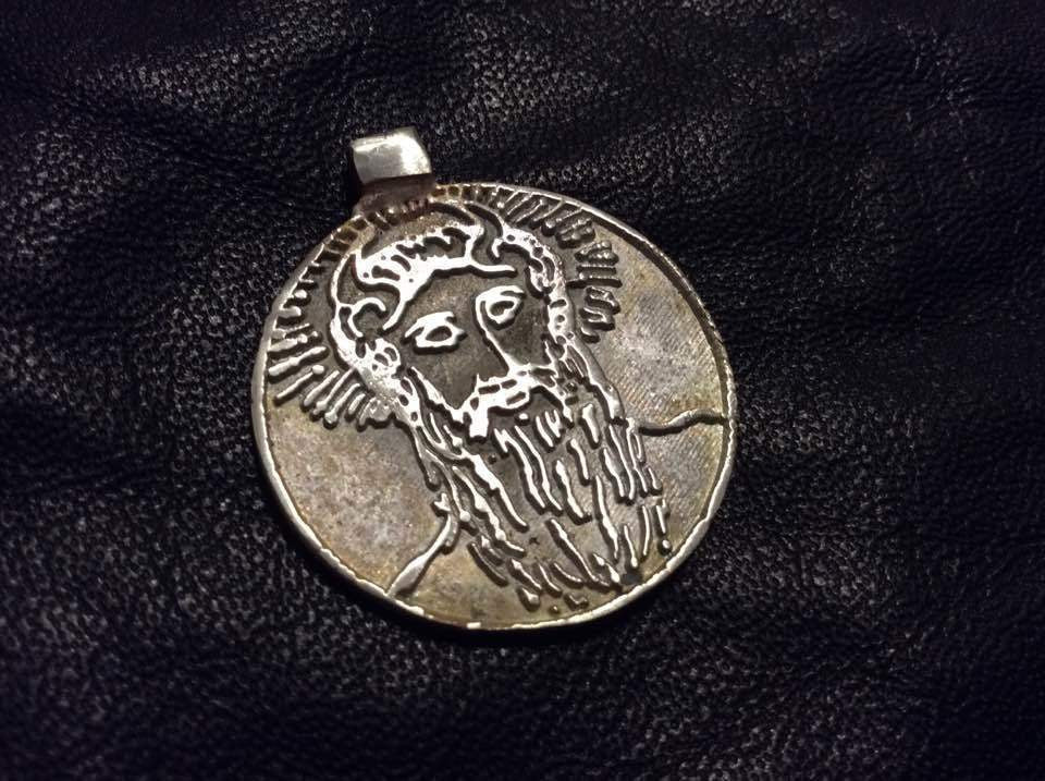 1st Greater Key of  Solomon GKOS lost wax cast pendant,  bronze pentacle of  Sun