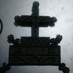 Cast Baron Samedhi cross veve pendant, in black steel. 1